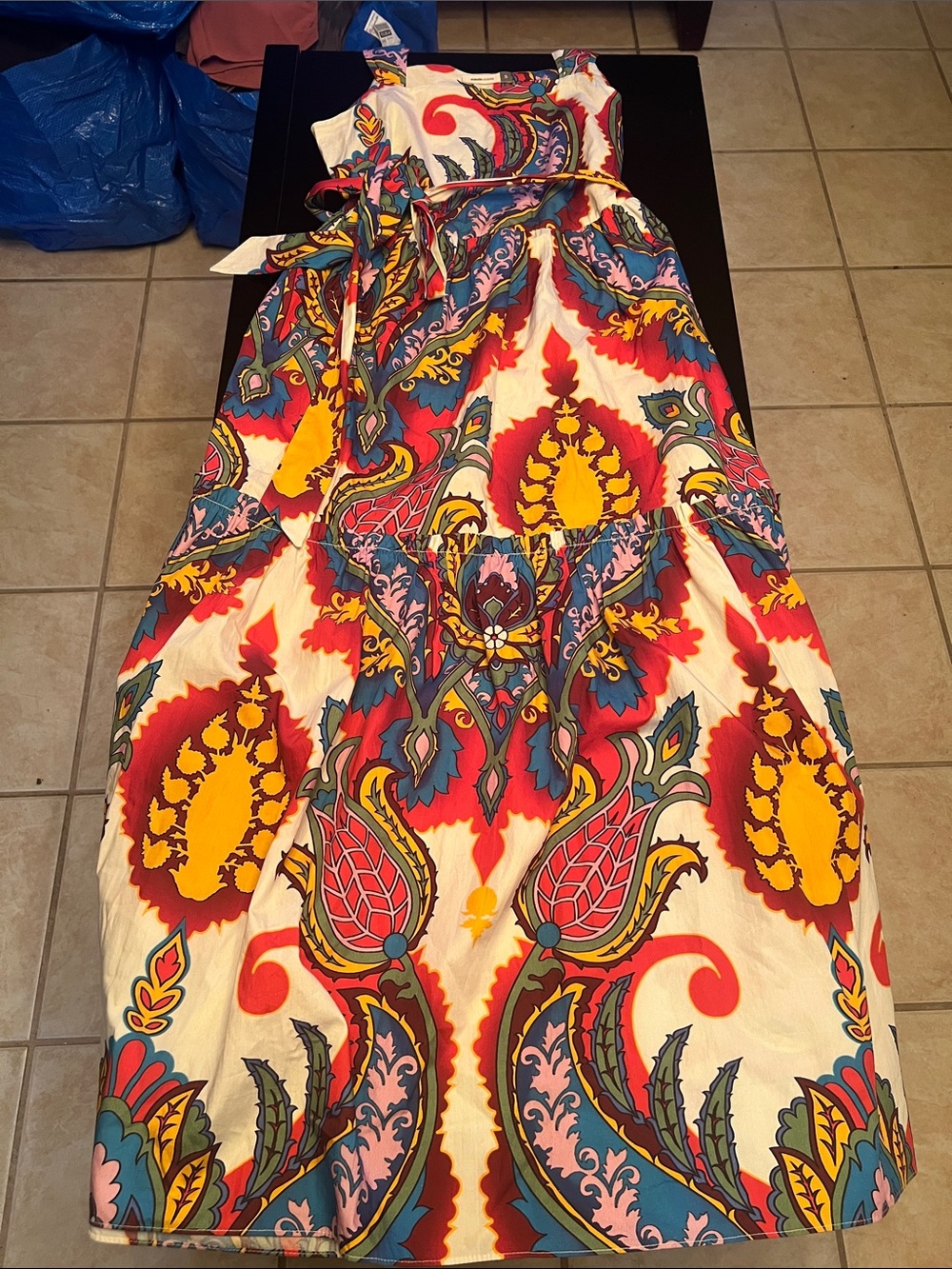Vibrant Paisley Maxi Skirt in Yellow, Red & Blue